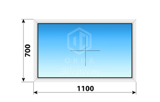 Глухое пластиковое окно 1100x700